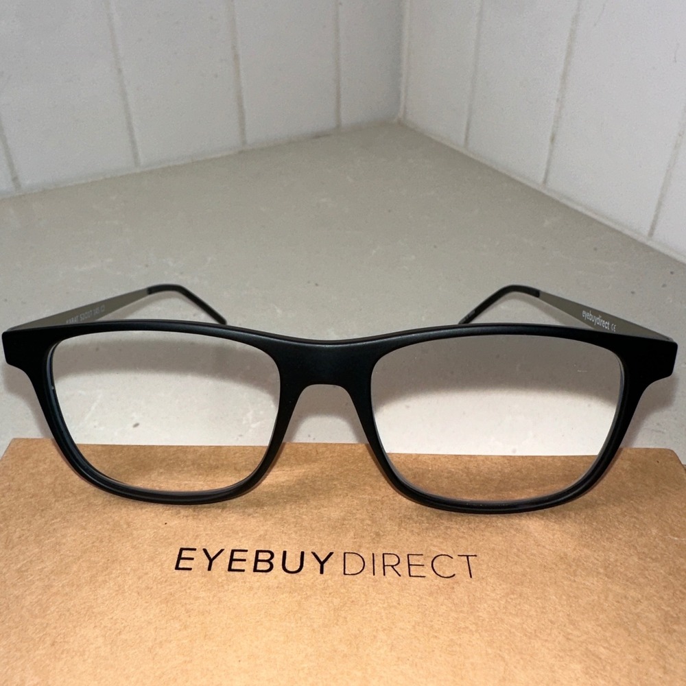 Eyebuydirect Karat Eyeglasses Frames only 52-17-145 Black Pewter Full‎ Rim